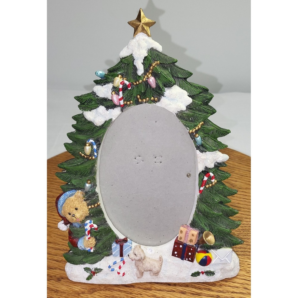 Wal-Mart Christmas Tree Photo Frame Teddy Bear Puppy Snowy Holiday Decor